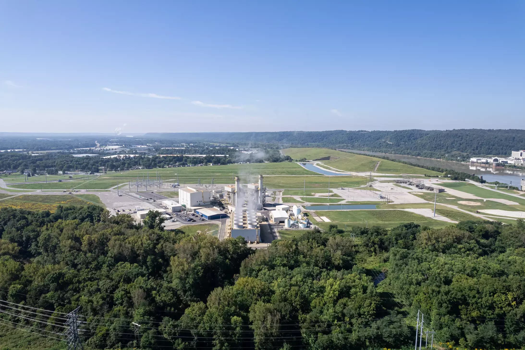 shot of a factory from a drone